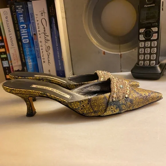 Manolo Blahnik Kitten Heel Slides - Picture 2 of 5